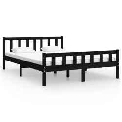 Cadre de lit sans matelas noir bois massif 120x200 cm 