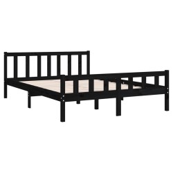 Cadre de lit sans matelas noir bois massif 120x200 cm 