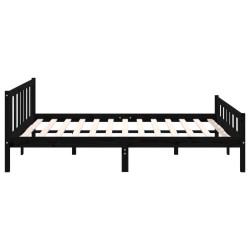Cadre de lit sans matelas noir bois massif 120x200 cm 