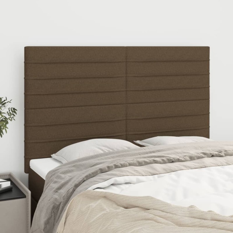 Têtes de lit 4 pcs Marron foncé 72x5x78/88 cm Tissu 