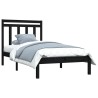 Cadre de lit sans matelas noir 75x190 cm bois massif 