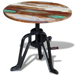Table auxiliaire Bois de récupération massif Fonte 60x(42-63)cm 
