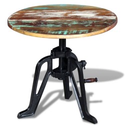 Table auxiliaire Bois de récupération massif Fonte 60x(42-63)cm 