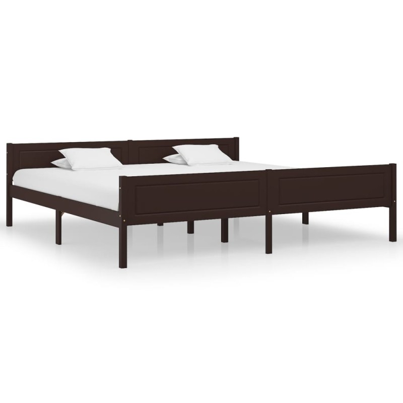Cadre de lit sans matelas pin massif marron foncé 200x200 cm Cadre de lit sans matelas pin massif marron foncé 200x200 cm