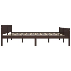 Cadre de lit sans matelas pin massif marron foncé 200x200 cm 