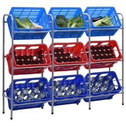 Étagère de rangement pour 9 caisses Argenté 145x33x116 cm Acier 