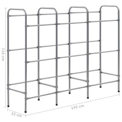 Étagère de rangement pour 9 caisses Argenté 145x33x116 cm Acier 