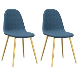 Chaises à manger lot de 2 Bleu Velours 