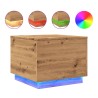 Table basse avec lumières LED chêne artisanal 50x50x40 cm 