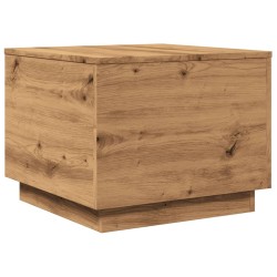 Table basse avec lumières LED chêne artisanal 50x50x40 cm 