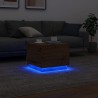 Table basse avec lumières LED chêne artisanal 50x50x40 cm 