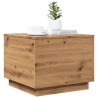 Table basse avec lumières LED chêne artisanal 50x50x40 cm 