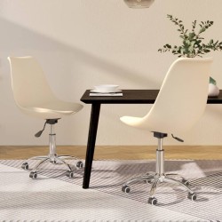 Chaises pivotantes à manger lot de 2 Crème Tissu 