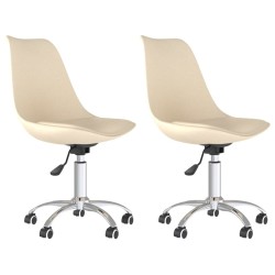 Chaises pivotantes à manger lot de 2 Crème Tissu 