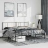 Cadre de lit métal sans matelas avec pied de lit noir 183x213cm 