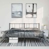 Cadre de lit métal sans matelas avec pied de lit noir 183x213cm 