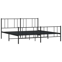 Cadre de lit métal sans matelas avec pied de lit noir 183x213cm 