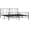 Cadre de lit métal sans matelas avec pied de lit noir 183x213cm 