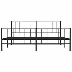 Cadre de lit métal sans matelas avec pied de lit noir 183x213cm 