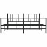 Cadre de lit métal sans matelas avec pied de lit noir 183x213cm 