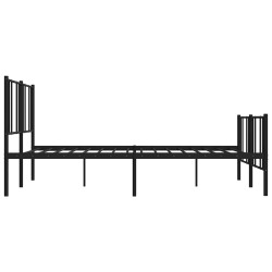 Cadre de lit métal sans matelas avec pied de lit noir 183x213cm 