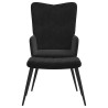 Chaise de relaxation avec tabouret Noir Velours 