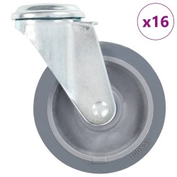 16 pcs Roulettes pivotantes à trou de boulon 100 mm 