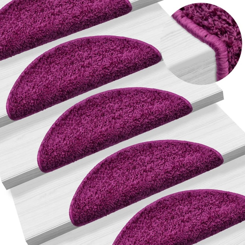 Tapis d'escalier 15 pcs violet 56x17x3 cm 