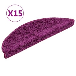 Tapis d'escalier 15 pcs violet 56x17x3 cm 