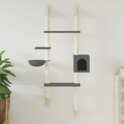 Arbre à chat mural avec griffoir gris foncé 180 cm 