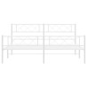 Cadre de lit métal sans matelas et pied de lit blanc 183x213 cm 