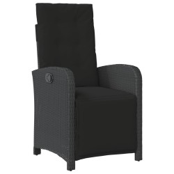 Chaise inclinable de jardin et repose-pied noir résine tressée 