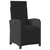 Chaise inclinable de jardin et repose-pied noir résine tressée 