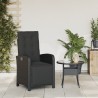 Chaise inclinable de jardin et repose-pied noir résine tressée 