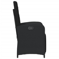 Chaise inclinable de jardin et repose-pied noir résine tressée 