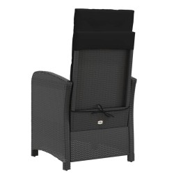 Chaise inclinable de jardin et repose-pied noir résine tressée 