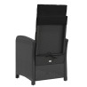 Chaise inclinable de jardin et repose-pied noir résine tressée 
