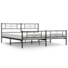Cadre de lit métal sans matelas avec pied de lit noir 193x203cm 
