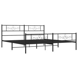 Cadre de lit métal sans matelas avec pied de lit noir 193x203cm 