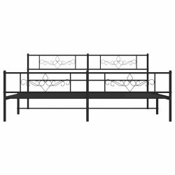 Cadre de lit métal sans matelas avec pied de lit noir 193x203cm 
