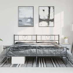 Cadre de lit métal sans matelas avec pied de lit noir 183x213cm 