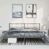 Cadre de lit métal sans matelas avec pied de lit noir 183x213cm 