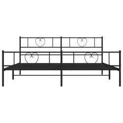 Cadre de lit métal sans matelas avec pied de lit noir 183x213cm 