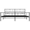 Cadre de lit métal sans matelas avec pied de lit noir 183x213cm 