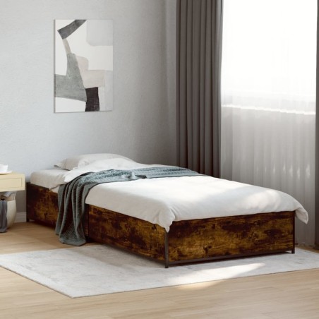 Cadre de lit sans matelas chêne fumé 90x190 cm 