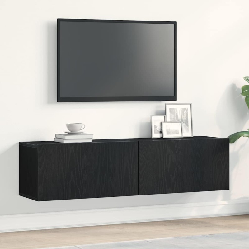 Meuble TV chêne noir 120x30x30,5 cm bois d'ingénierie 