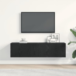Meuble TV chêne noir 120x30x30,5 cm bois d'ingénierie 
