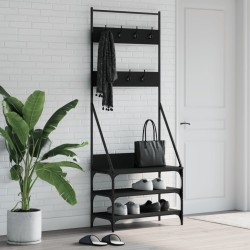Porte-vêtements et rangement des chaussures noir 72x34x184 cm 