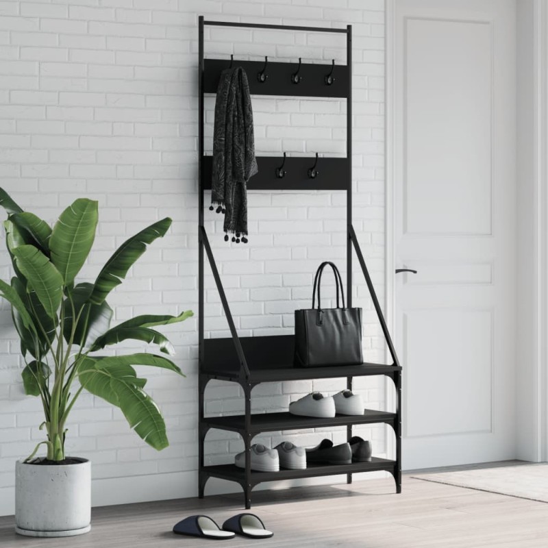 Porte-vêtements et rangement des chaussures noir 72x34x184 cm 