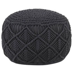 Pouf fait à la main en macramé Anthracite 45x30 cm Coton 